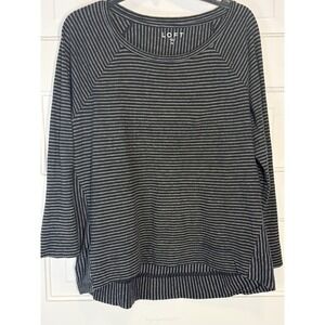 LOFT Soft Knit Raglan Sleeve Striped Top Long Sleeve Casual Tee Size M